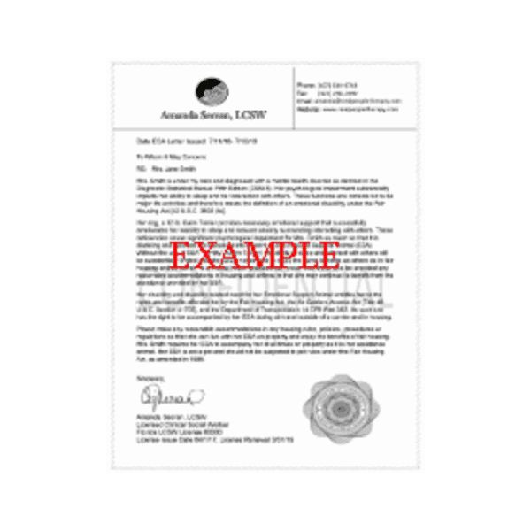 Official ESA Letter for Housing