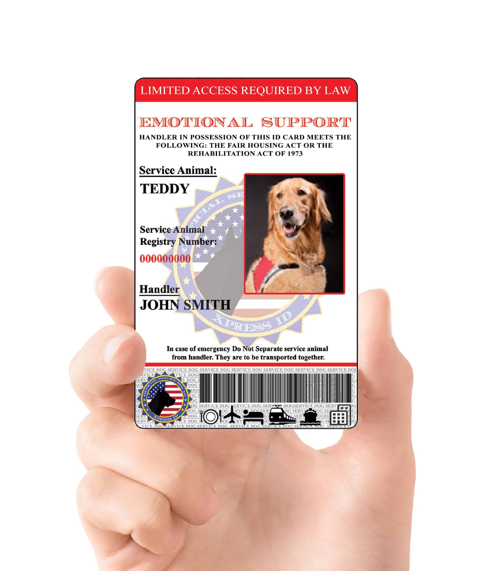 holographic service dog id card Custom Emotional Support Animal ID Card Custom with Digital ID for Mobile Device - Registration to Service Animal Registry Included XpressID Custom Holographic Service Dog