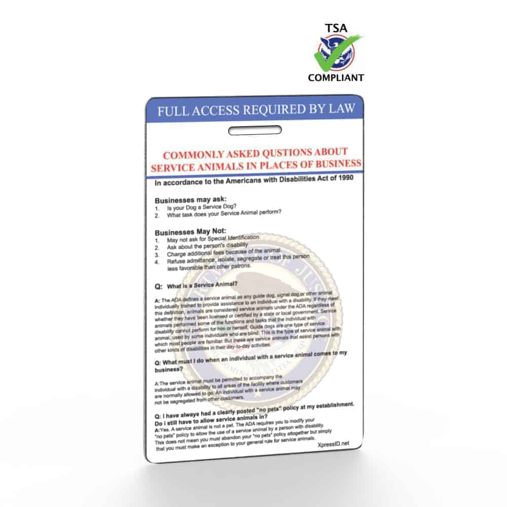 Holographic Service Dog INFO Card Federal Service Animal Registration Holographic Service Dog INFO Card Federal Service Animal Registration